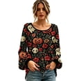 thumbnail image 1 of Stamzod Blouses for Women Fall Fashion Halloween Printed Long Sleeve Tops Dressy Casual Shirts, 1 of 5