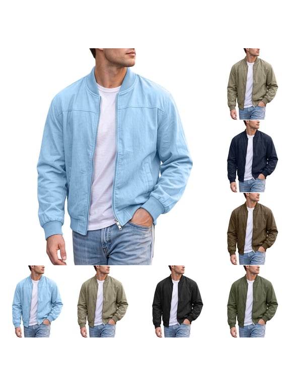Bomber Jacket for Men Fall Fashion Zip Up Lightweight Windbreaker Business Work Casual Jackets