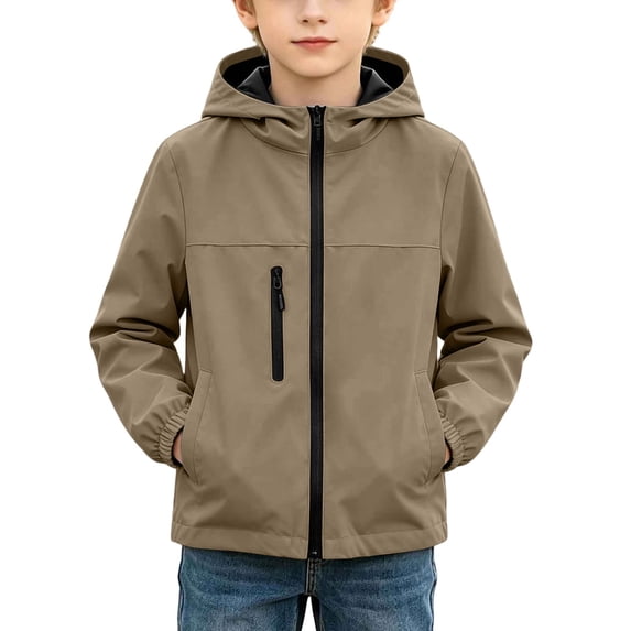 Stamzod Boys Girls Fashion Waterproof Rain Jacket Long Sleeve Hooded Raincoat with Pockets Lightweight Kids Rain Coat