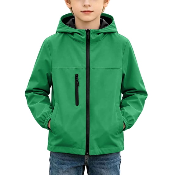Stamzod Boys Girls Fashion Waterproof Rain Jacket Long Sleeve Hooded Raincoat with Pockets Lightweight Kids Rain Coat