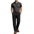 thumbnail image 1 of Stamzod Business Casual Outfits for Men 2 Piece Short Sleeve Golf Shirts and Flat Front Work Pants Summer Dressy Office Matching Set, 1 of 5