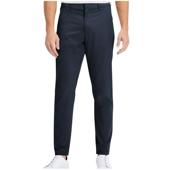 Stamzod Business Casual Pants for Men Fashion Solid Color Flat Front Stretch Work Pants Officewear Lounge Loose Fit Dress Pants for Men with Pocket Navy XXL