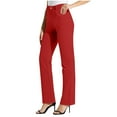 thumbnail image 1 of Stamzod Business Casual Pants for Women Straight Flared Work Pants Women Solid Color Office Trousers Pants with Pocket Red-5 XXL, 1 of 8