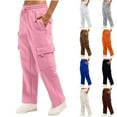 thumbnail image 1 of Stamzod Women's Sweatpants Solid Color Elastic Waist Straight Cargo Pants Women Casual Hiking Pants with Multi-Pocket Beige S, 1 of 8