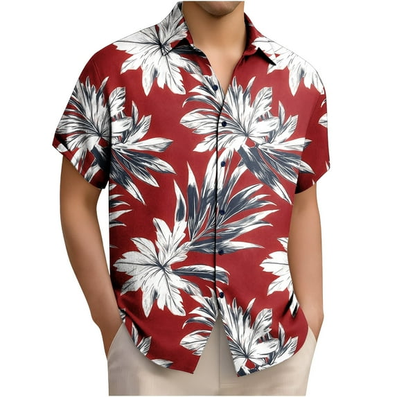 Stamzod Button Up Short Sleeve Shirts for Men Fashion Tropical Printed Short Sleeve Hawaiian Shirt Summer Plus Size Mens Beach Shirts Multicolor-8 XXL