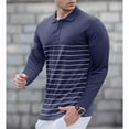 thumbnail image 1 of Stamzod Mens Golf Shirts Cotton Stripe Color Block Slim Fit Muscle Shirts Classic Long Sleeve Thermal Button Down Shirt with Pocket, 1 of 6
