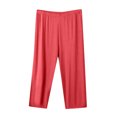 thumbnail image 1 of Stamzod Capri Pants for Women Plus Size Sweatpants Summer Solid Color Elastic Waist Cropped Pants Daily Casual Loose Comfy Straight Leg Capris for Women Red XXL, 1 of 6