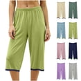 thumbnail image 1 of Stamzod Capri Pants for Women Color Block Straight Leg Cropped Lounge Pants Loose Casual Soft Sleep Capris Womens Pajamas L, 1 of 7