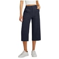 thumbnail image 1 of Stamzod Capri Pants for Women Straight Wide Leg Casual Dress Capris Summer Cropped Work Pants with Pockets Navy XXL, 1 of 8