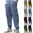 thumbnail image 1 of Stamzod Cargo Pants for Men Solid Color Elastic Waist Jogging Pants with Pocket Casual Cargo Sweatpants for Men Wine B XXXL, 1 of 7