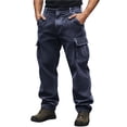 thumbnail image 1 of Stamzod Cargo Work Pants for Men Solid Color Elastic Waist Baggy Corduroy Pants Men Casual Cargo Pants with Pocket Navy S, 1 of 8
