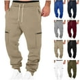 thumbnail image 1 of Stamzod Men's Fashion Sweatpants with Zipper Pocket Solid Color Elastic Waist Drawstring Baggy Sweatpants Casual Cargo Pants for Men Khaki B XL, 1 of 6