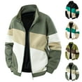 thumbnail image 1 of Stamzod Casual Mens Jacket Fashion Patchwork Stand Collar Long Sleeve Full Zip Jackets for Men Plus Size Sports Coat Windbreaker Khaki XXXL, 1 of 3