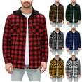 thumbnail image 1 of Stamzod Casual Plaid Hoodie Men Long Sleeve Button Up Shirt Hoodies Plus Size Hooded Sweatshirts for Men Red B XXL, 1 of 7