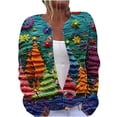 thumbnail image 1 of Stamzod Christmas Button Up Sweaters for Women Holiday Party Long Sleeve Cardigan Sweater Womens Fall Fashion 2025 Christmas Tree Cardigans Blue R L, 1 of 5