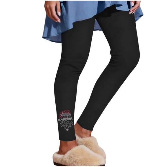 Stamzod Christmas Leggings for Women High Waisted Rhinestone Black Leggings Women Yoga Pants for Gym Running Workout Black C S