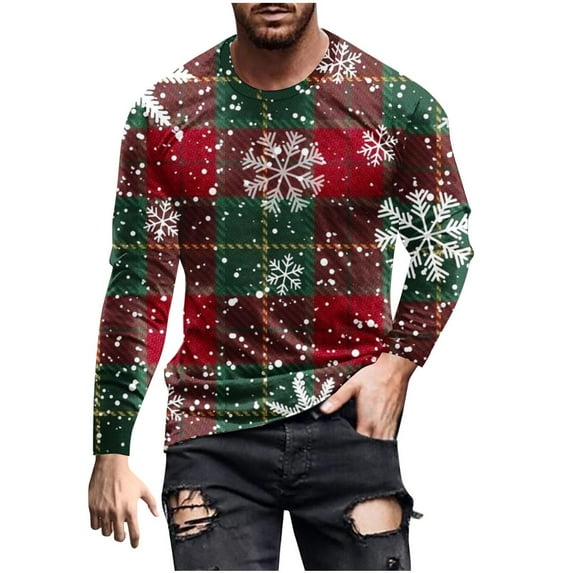 Stamzod Christmas Men Clothes Casual Crewneck Long Sleeve Tshirts Oversized Tshirts for Men Multicolor-11 XXXXL