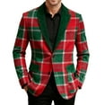 thumbnail image 1 of Stamzod Christmas Mens Corduroy Jacket Long Sleeve One Button Plaid Blazers with Pocket Holiday Party Xmas Sport Coats for Men Red P XXL, 1 of 6