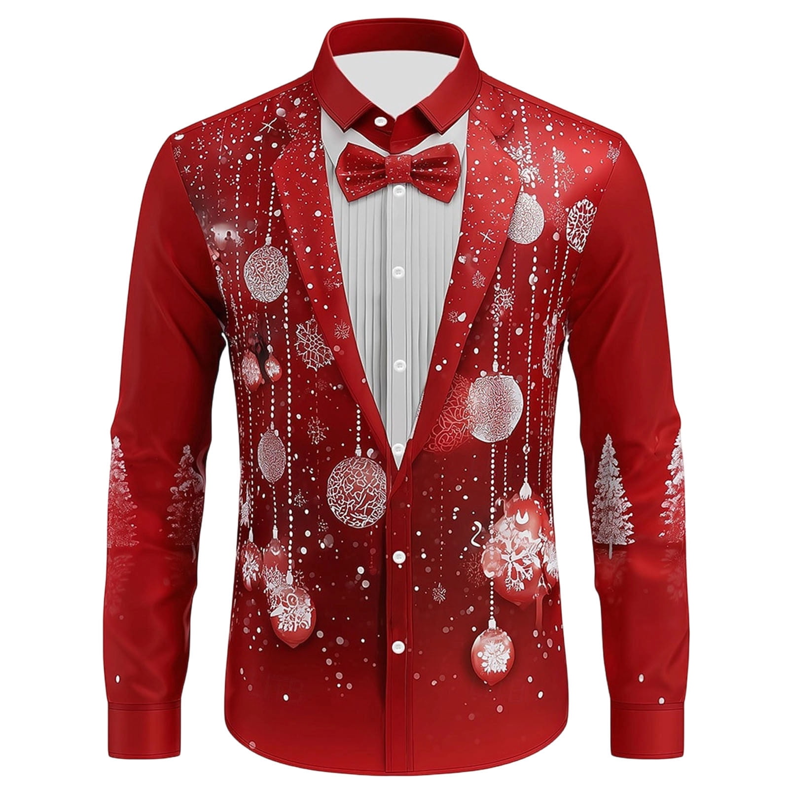 red christmas dress shirt men Boys Christmas Long Sleeve Plaid Poplin Button Up Shirt - RED