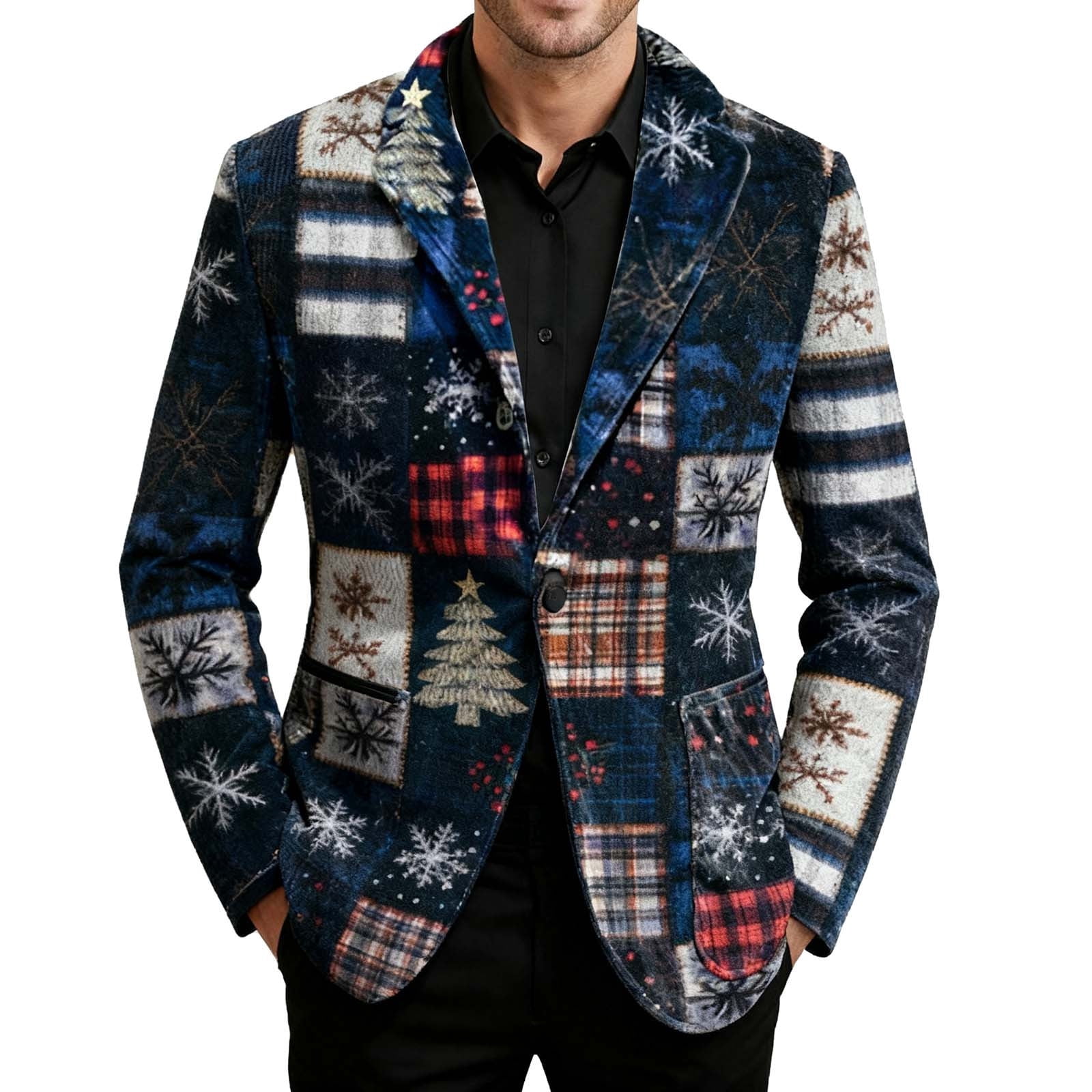 Blazer Jas Mode Mannen Een Knop Blad Streep Print ... - Vicedeal