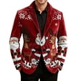 thumbnail image 1 of Stamzod Christmas Sports Jackets for Men 2025 Trendy Fashion Reindeer Printed One Button Party Blazers Xmas Holiday Casual Oversized Corduroy Jacket Men Outerwear with Pocket Red G L, 1 of 6