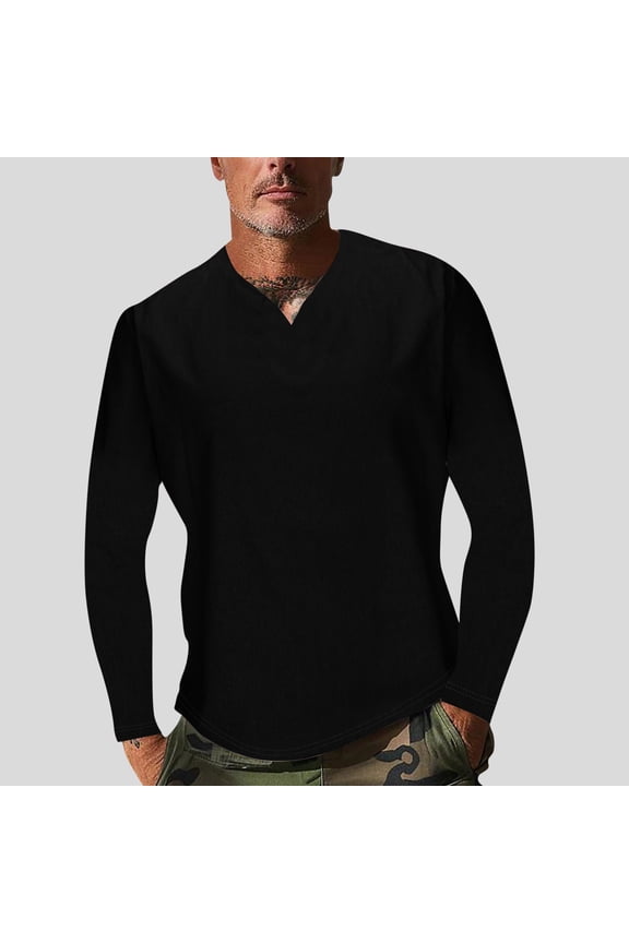 Compression Shirt Men Long Sleeve Slim Fit Stretch Muscle T Shirts Casual Solid V Neck Plus Size Running Gym Active Tee Top