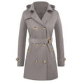 thumbnail image 1 of Stamzod Double Breasted Trench Coat Women Solid Color Classic Long Sleeve Jacket Coat with Belt Business Casual Jackets for Women Gray XXL, 1 of 6