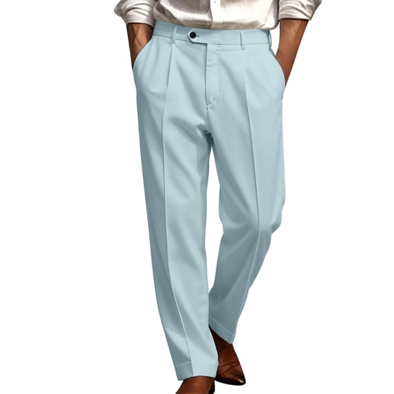 Stamzod Dress Pants for Men Flat Front Wrinkle Free Work Pants Business Casual Stretch Straight Leg Trousers