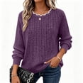 thumbnail image 1 of Stamzod Fall 2026 Womens Fashion Knit Top Crewneck Scalloped Long Sleeve Blouses Dressy Casual Ribbed Tunic Tops, 1 of 8