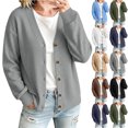 thumbnail image 1 of Stamzod Fall Cardigans for Women V Neck Long Sleeve Button Down Knit Waffle Cardigan Plus Size Clothes, 1 of 10