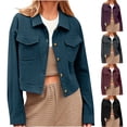 thumbnail image 1 of Stamzod Fall Crop Jackets for Women Solid Color Turndown Long Sleeve Button Up Bomber Jacket Women Casual Outerwear Coat with Pocket Green XL, 1 of 7
