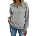 thumbnail image 1 of Stamzod Fall Sweatshirts for Women Casual 1/4 Zip Pullover Tops with Pocket Long Sleeve Sweatshirt for Women Gray XXXL, 1 of 9
