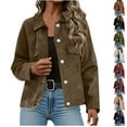 thumbnail image 1 of Stamzod Fall Womens Jackets Solid Color Turndown Long Sleeve Barn Jacket Casual Light Jackets for Women Brown-3 XL, 1 of 9