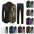 thumbnail image 1 of Stamzod Fashion Sequin Suits for Men Patchwork Turndown Long Sleeve Button Breasted Jackets and Dress Pants formal Black Suits for Men White L, 1 of 9