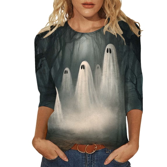 Stamzod Fashion Womans Plus Size Tops Halloween Printed Dressy Work ...