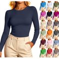 thumbnail image 1 of Stamzod Fitted Tops for Women Trendy Crewneck Basic Long Sleeve Shirt Fall Fashion Casual Layering T-Shirts, 1 of 7