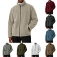 thumbnail image 1 of Stamzod Fleece Jacket for Men Stand Collar Zip Up Winter Coat Casual Warm Thick Sherpa Jackets with Pocket White S, 1 of 9