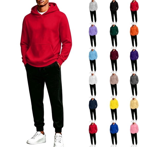 Stamzod Fleece Lined Track Suits Mens Fall Winter Hoodie and Sweatpants Set Mens Outfits 2 Piece Casual Jogging Sweatsuits L