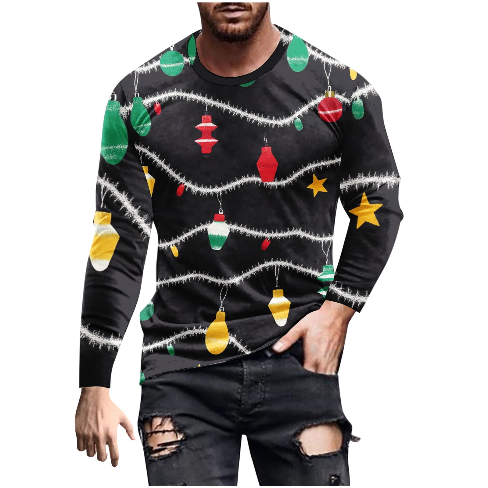 Gift Plus Size Mens Christmas Jumpers Santa Claus Ski HT031202