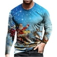thumbnail image 1 of Stamzod Gifts for Christmas Plus Size Men's T-Shirts Men Clothes Long Sleeve Christmas Funny Xmas Print Trendy Shirts Graphic Tees, 1 of 2