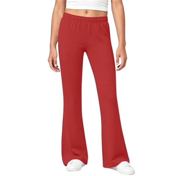 Stamzod Girls' Bell Bottom Leggings Solid Color Elastic Waist Flared Sweatpants Loose Fit Casual Pants for Girls 9-10Years