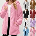 thumbnail image 1 of Stamzod Girls Winter Coat Size 10-12 Long Sleeve Hooded Zip Up Fleece Jacket Girls' Casual Warm Sherpa Outwear Blue 10-11Years, 1 of 10