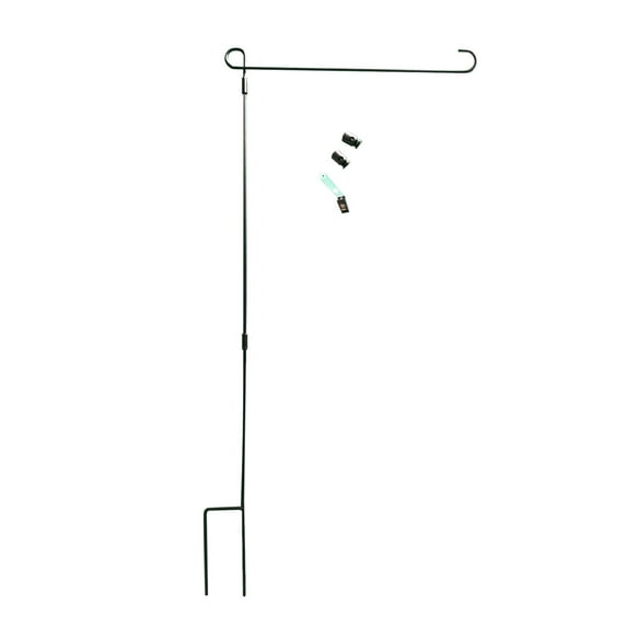 Stamzod HOOSUN Garden Flag Stand, Premium Garden Flag Pole Holder Metal Powder-Coated Weather-Proof Paint With One Clip And Two Spring Stoppers Without Flag