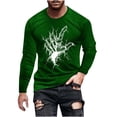 thumbnail image 1 of Stamzod Halloween Graphic Tees Men Round Neck Long Sleeve Oversized Tshirts for Men Green B XL, 1 of 5