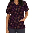 thumbnail image 1 of Stamzod Halloween Scrub Shirts for Women V-Neck Short Sleeve Print Stretch Holiday Scrub Tops with Pocket, 1 of 5