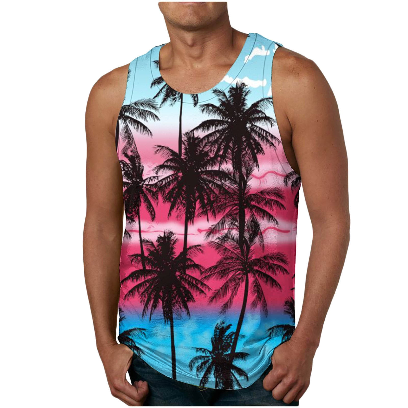 Summer Savings! Stamzod Hawaii Graphic Tank Tops For Men Plus Size ...