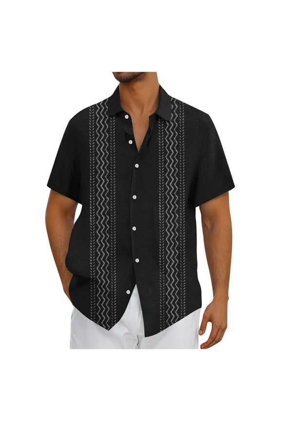 Hawaiian Shirt for Men Summer Printing Short Sleeve Button Down Shirts Casual Loose Beach Vacation Clothes for Women Black A XXXL