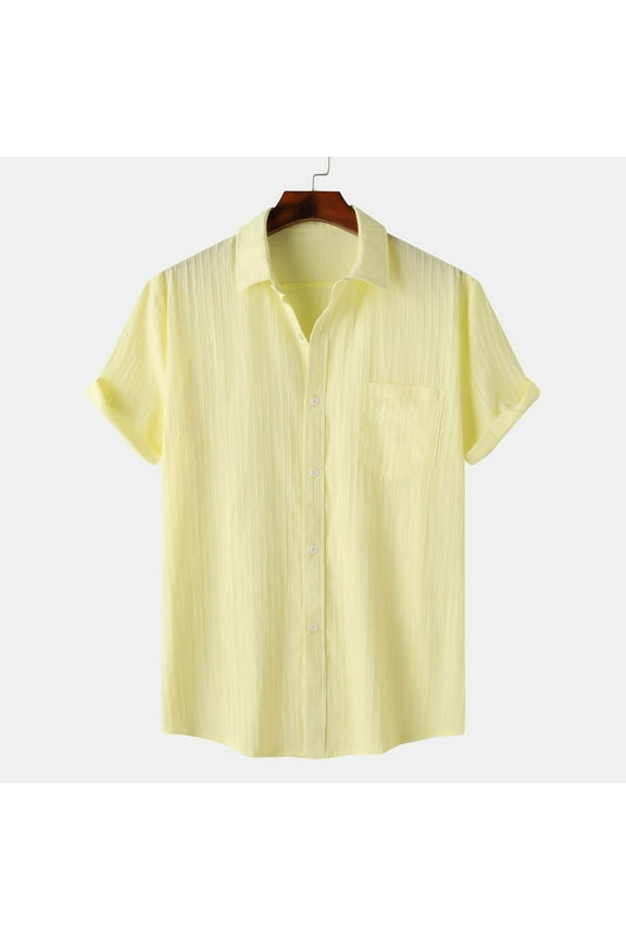 Hawaiian Shirt for Men Short Sleeve ButtonDown Twill Men Dress Shirts FashionSolid Color Comfy Causal Business Shirts on