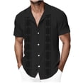 thumbnail image 1 of Stamzod Hawaiian Shirt for Men Short Sleeve Casual Button Down Shirt Vintage Boho Summer Beach Shirts Black E XL, 1 of 3
