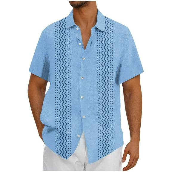 Stamzod Hawaiian Shirt for Men Summer Printing Short Sleeve Button Down Shirts Casual Loose Beach Vacation Clothes for Women Blue A XXXL